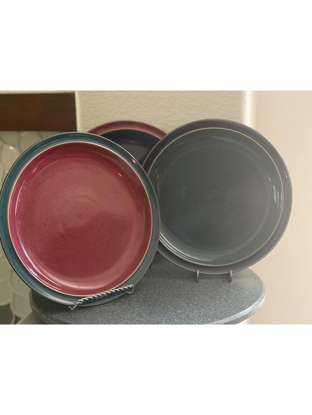 3 Denby Harlequin Speckled Stoneware Dinner Plates, 10 1/4"